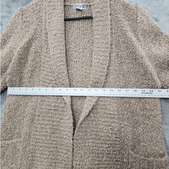 Vintage Adele Joyce Sweater Womens M Tan Wool Curly Knit Open Front Cardigan - Picture 6 of 8